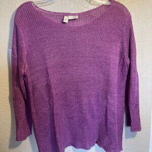 Purple Linen Loose Knit Sweater